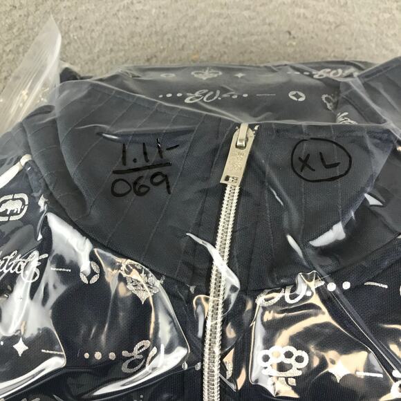 Y2K Ecko Unlimited‎ Full Zip Blue/Silver Track Jacket Pinstripe XL - Picture 12 of 12